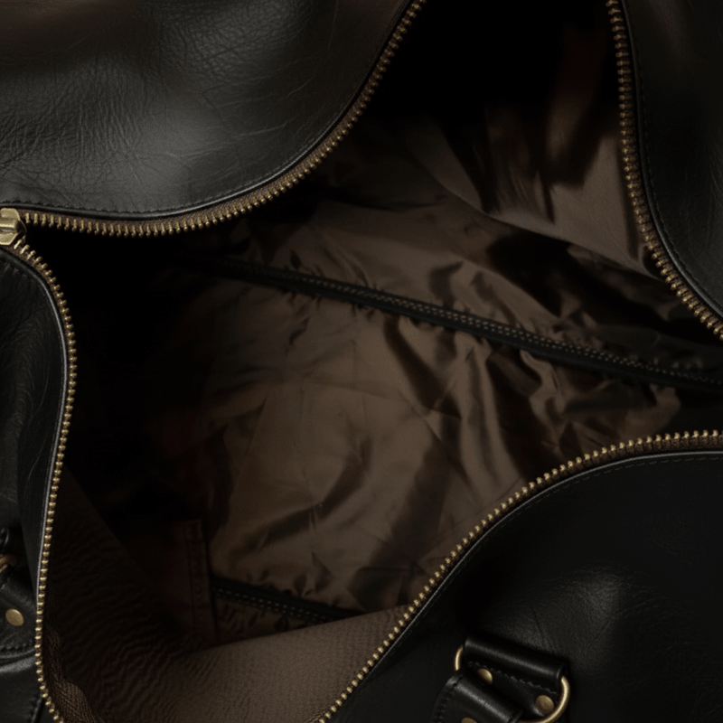 1910 LEATHER GYM DUFFEL BAG - Black