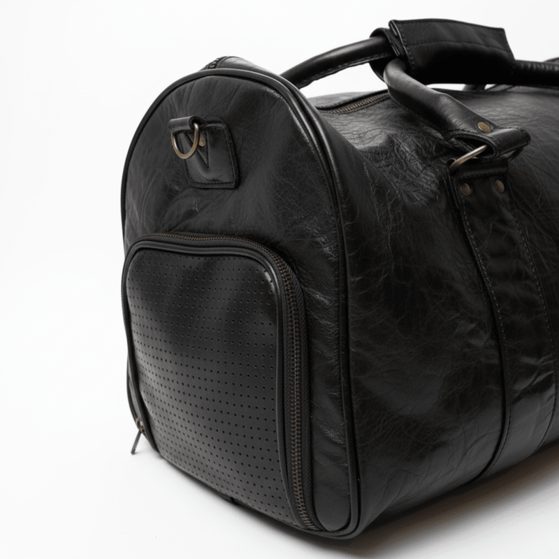 1910 LEATHER GYM DUFFEL BAG - Black