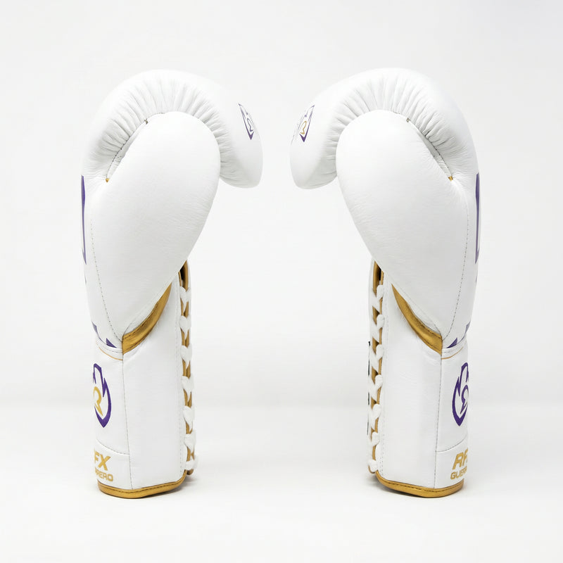 Rival RFX-Guerrero Pro Fight Gloves HDE-F – White, Purple & Gold Custom Colorway – 10oz