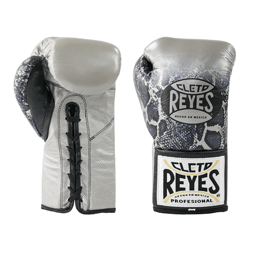 Cleto Reyes Professional Boxing Gloves – Silver/Black Steel Snake