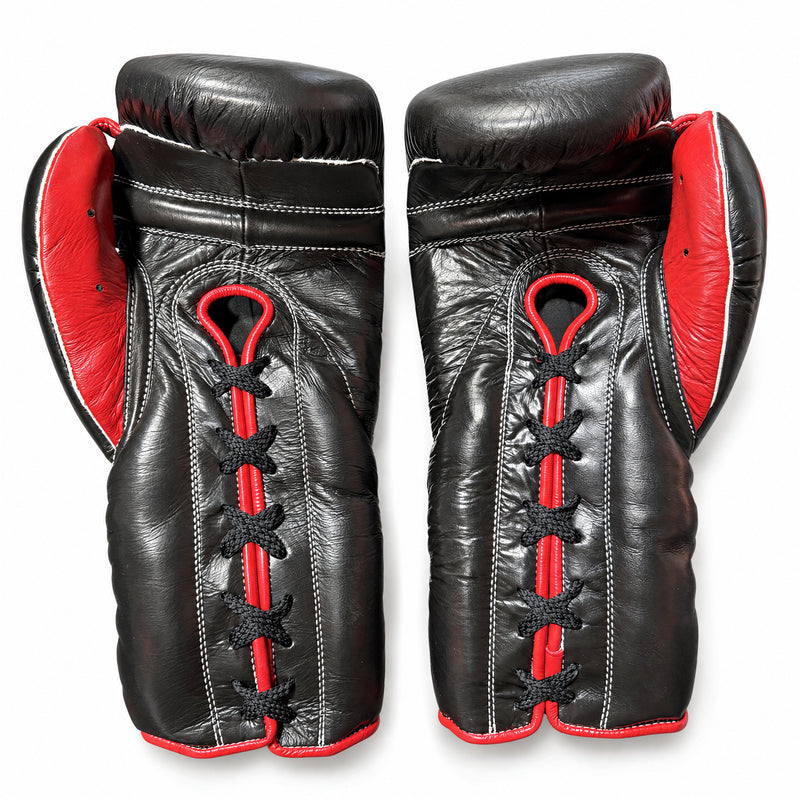 Grant Lace-Up Boxing Gloves - Black/Red