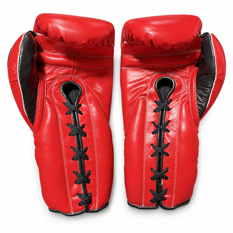 Grant Lace-Up Boxing Gloves - Red/Black