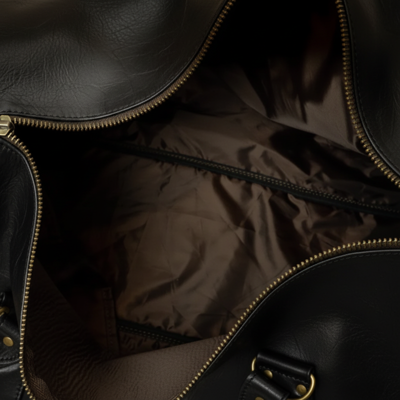 1910 LEATHER GYM DUFFEL BAG - Black