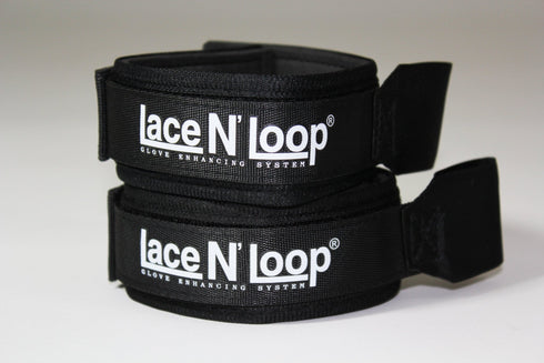 Midnight Black (white logo) Lace N Loop Straps (Pair) - Fight Shop