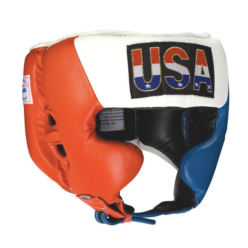 Ringside USA BOXING Competition Headgear - With Cheeks - Red/White/Blue