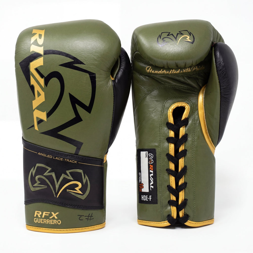 Rival RFX-Guerrero Pro Fight Gloves HDE-F – Army Green & Black Custom Colorway – 10oz - Fight Shop
