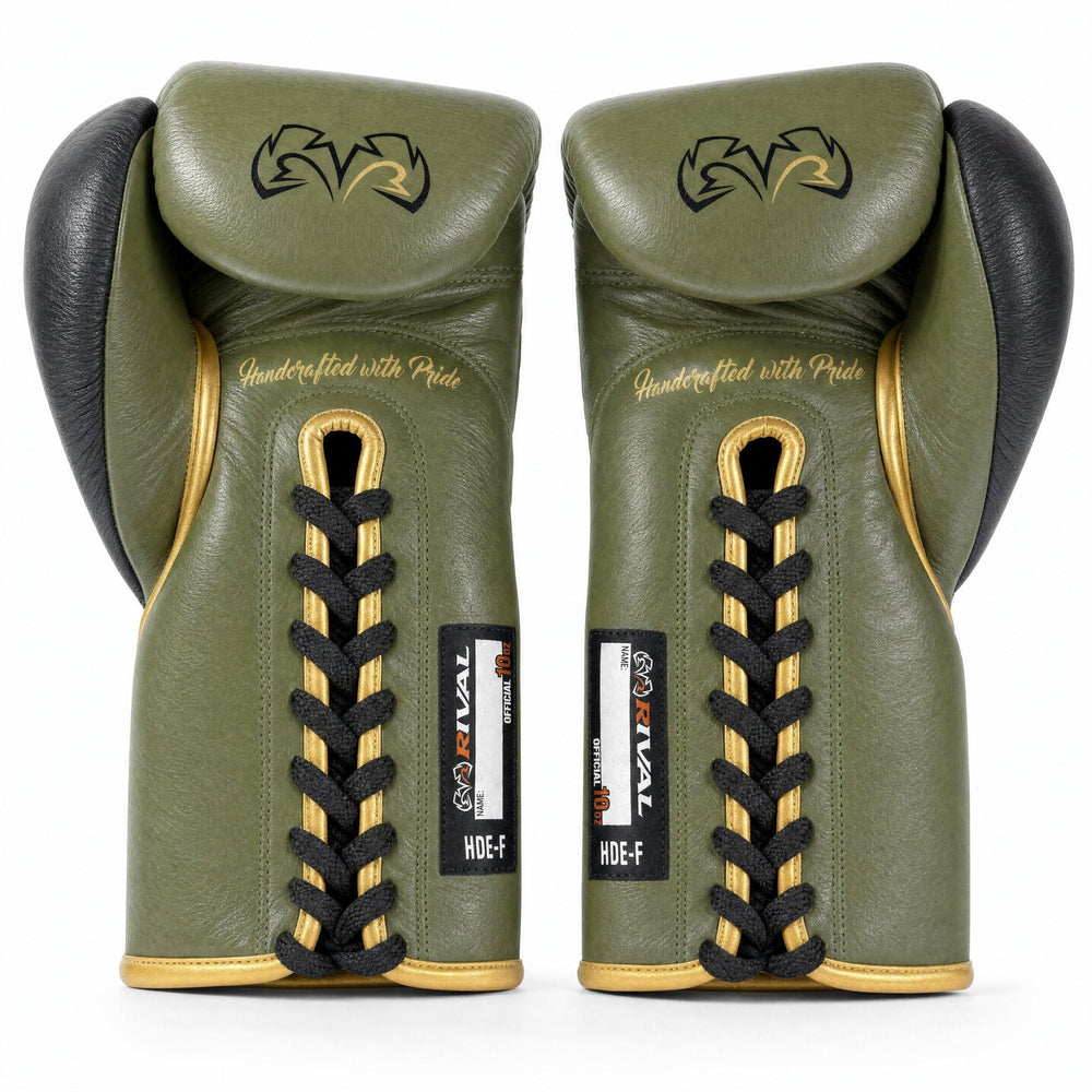 Rival RFX-Guerrero Pro Fight Gloves HDE-F – Army Green & Black Custom Colorway – 10oz - Fight Shop