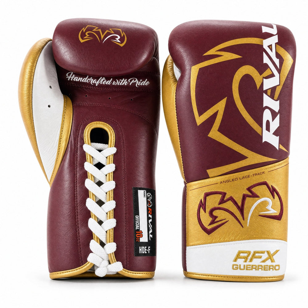 Rival RFX-Guerrero Pro Fight Gloves HDE-F – Maroon & Gold Custom Colorway – 10oz - Fight Shop