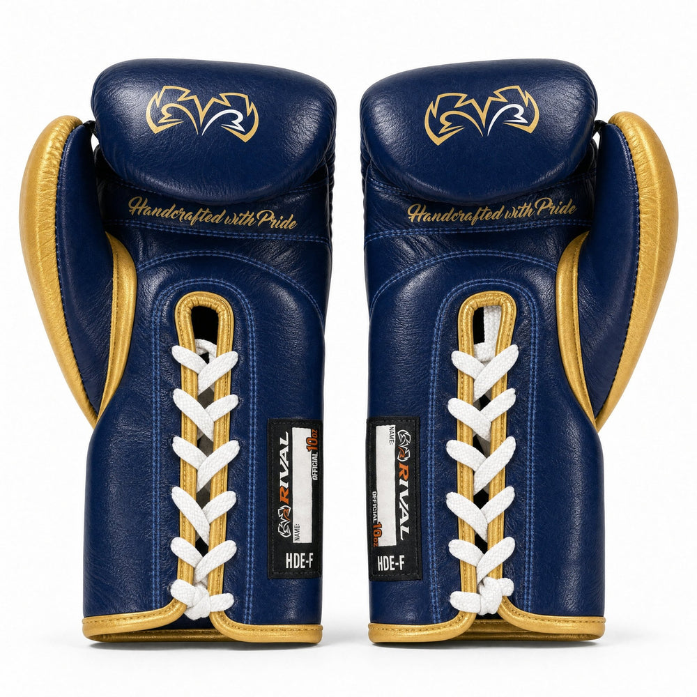 Rival RFX-Guerrero Pro Fight Gloves HDE-F – Navy & Gold Custom Colorway – 10oz - Fight Shop