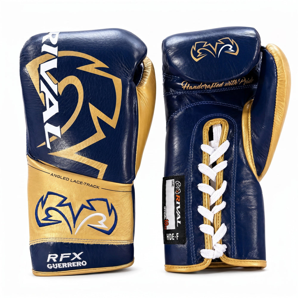Rival RFX-Guerrero Pro Fight Gloves HDE-F – Navy & Gold Custom Colorway – 10oz - Fight Shop