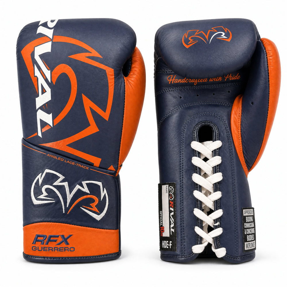 Rival RFX-Guerrero Pro Fight Gloves HDE-F – Navy & Orange Custom Colorway – 10oz - Fight Shop
