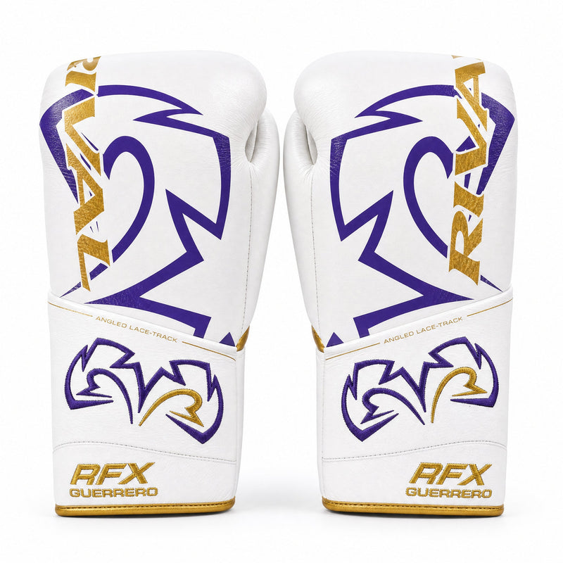 Rival RFX-Guerrero Pro Fight Gloves HDE-F – White, Purple & Gold Custom Colorway – 10oz
