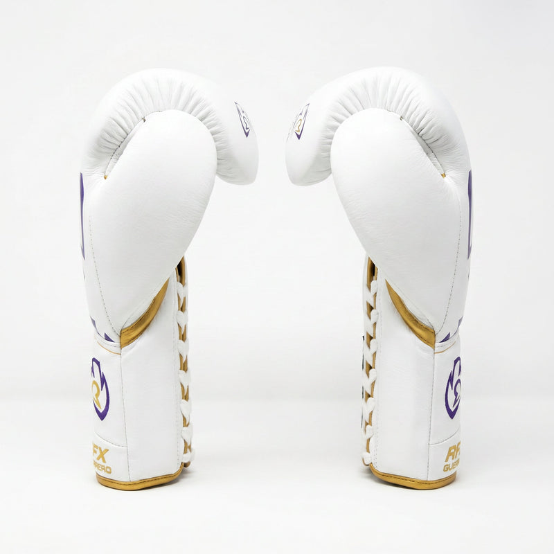 Rival RFX-Guerrero Pro Fight Gloves HDE-F – White, Purple & Gold Custom Colorway – 10oz