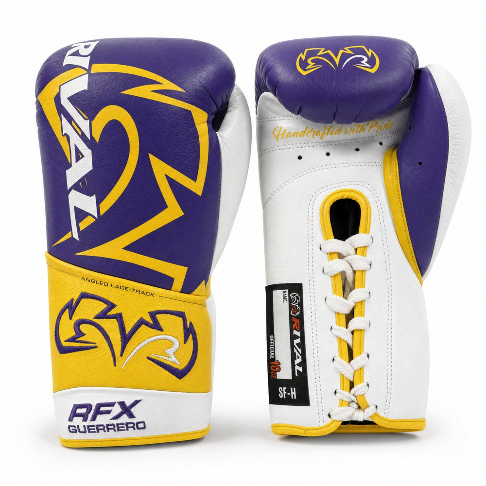 Rival RFX-Guerrero Pro Fight Gloves SF-H – Purple & Gold Custom Colorway – 10oz - Fight Shop