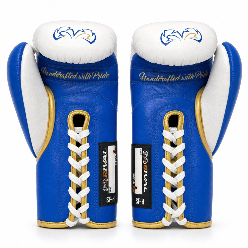 Rival RFX-Guerrero Pro Fight Gloves SF-H – Royal Blue & Gold Custom Colorway – 8oz
