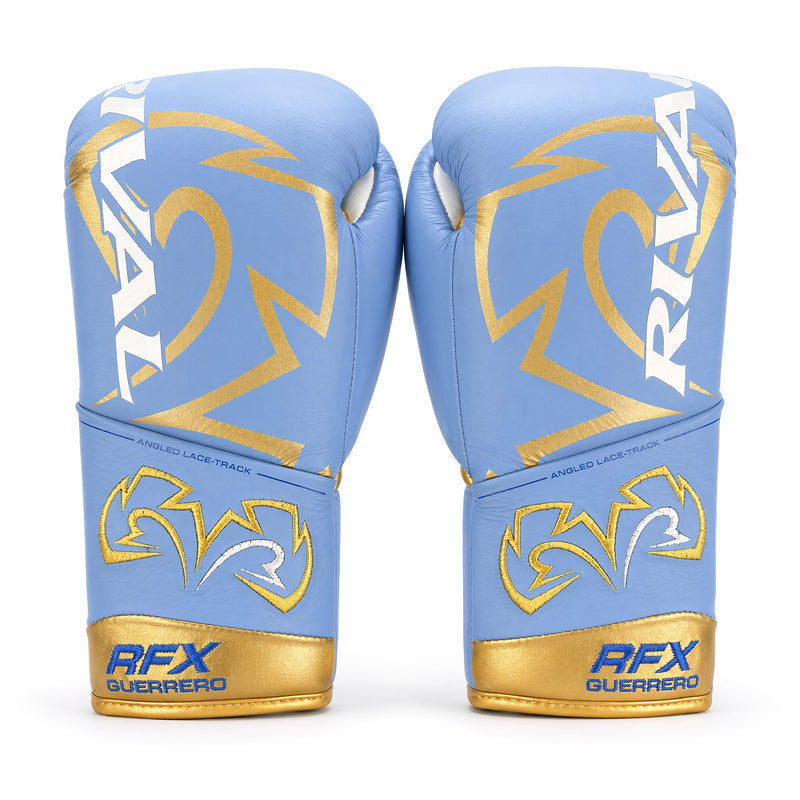 Rival RFX-Guerrero Pro Fight Gloves SF-H – Sky Blue & Gold Custom Colorway – 10oz