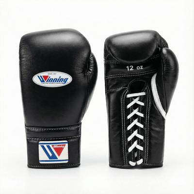 WINNING LACE-UP BOXING GLOVES - BLACK