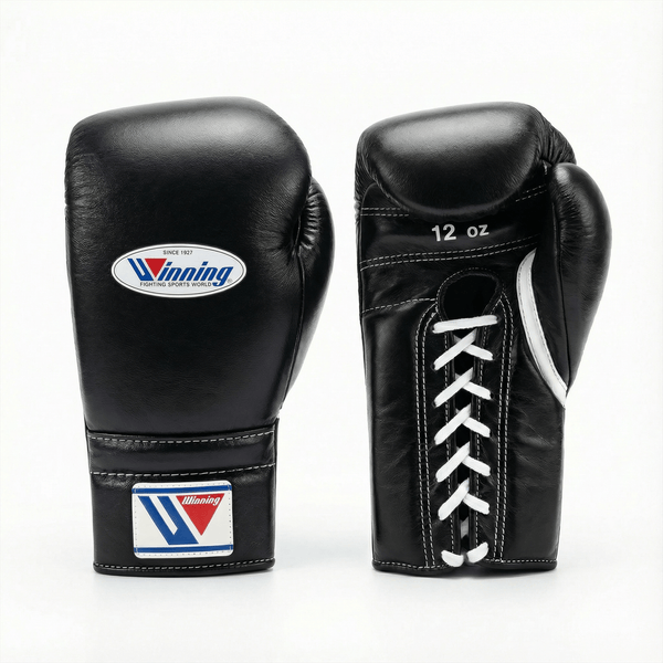 WINNING LACE-UP BOXING GLOVES - BLACK