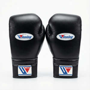 WINNING LACE - UP BOXING GLOVES - BLACK - Fight Shop