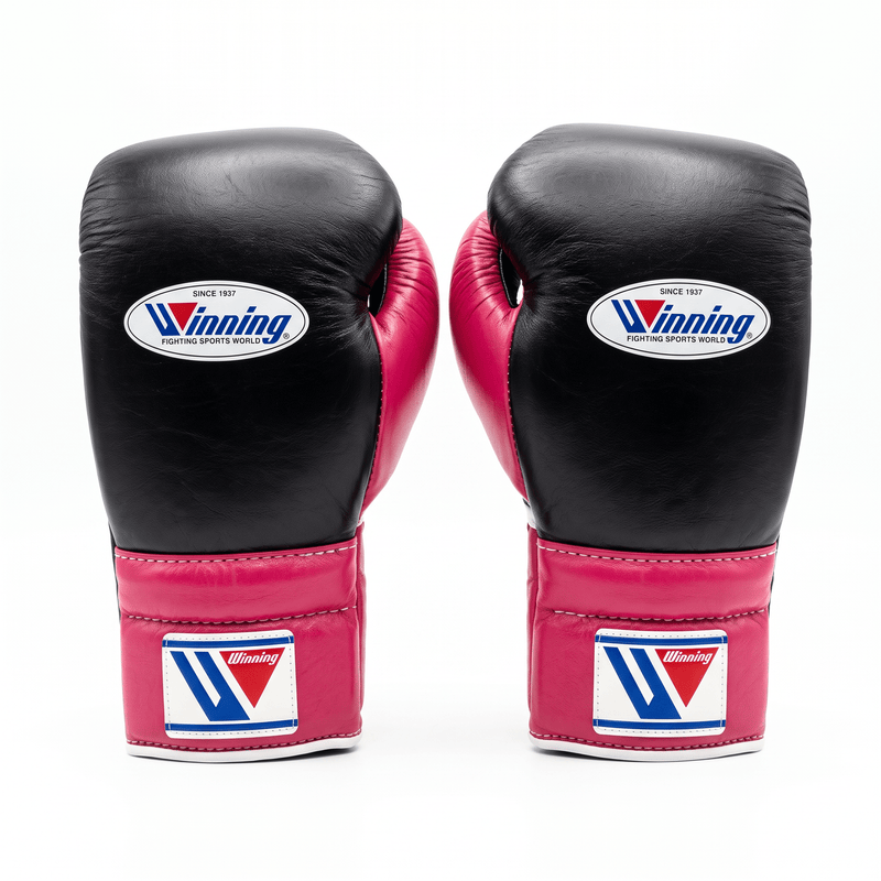 Winning Lace-Up Boxing Gloves - Black / Fuchsia