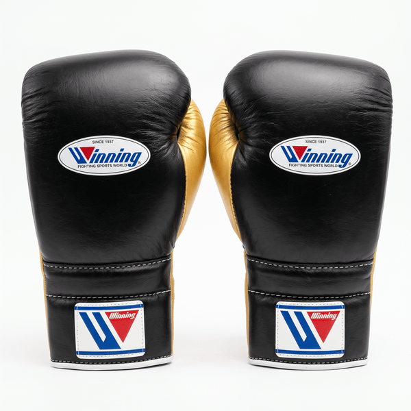 Winning Lace-Up Boxing Gloves - Black / Gold