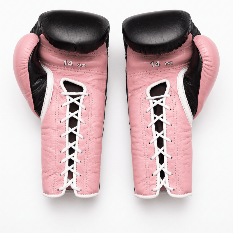 Winning Lace-Up Boxing Gloves - Black / Pale Pink