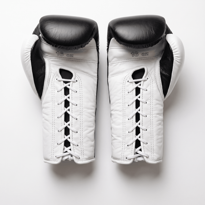 Winning Lace-Up Boxing Gloves - Black / White