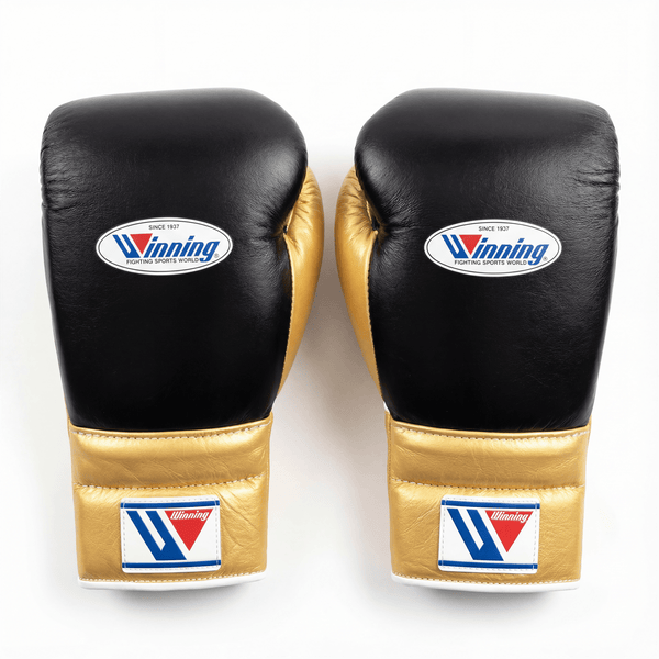 WINNING LACE-UP BOXING GLOVES - BLACK/GOLD