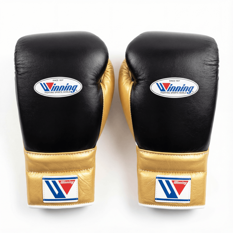 WINNING LACE-UP BOXING GLOVES - BLACK/GOLD