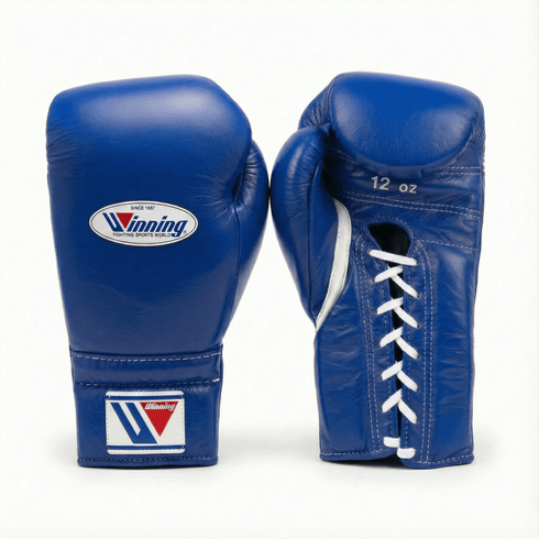 WINNING LACE - UP BOXING GLOVES - BLUE - Fight Shop
