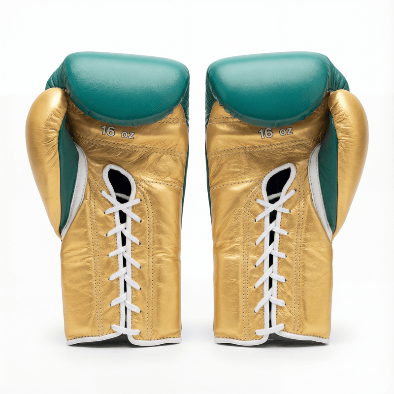 WINNING LACE-UP BOXING GLOVES - GREEN/GOLD