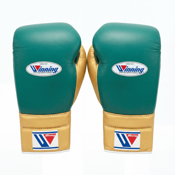WINNING LACE-UP BOXING GLOVES - GREEN/GOLD – alternate