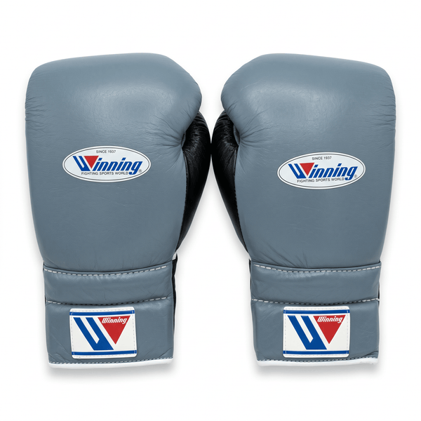 Winning Lace-Up Boxing Gloves - Grey / Black - 16 oz – alternate