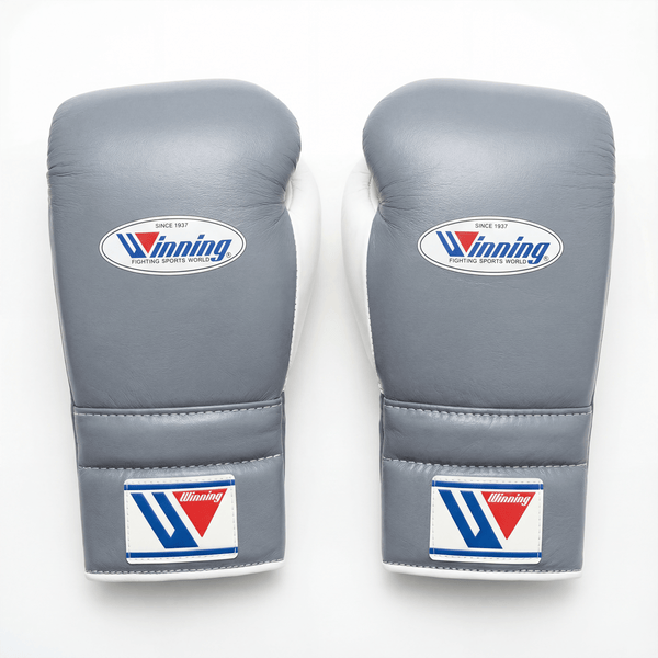 WINNING LACE-UP BOXING GLOVES - GREY / WHITE / BLACK – alternate