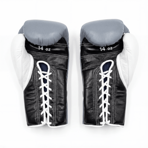 WINNING LACE - UP BOXING GLOVES - GREY / WHITE / BLACK - Fight Shop