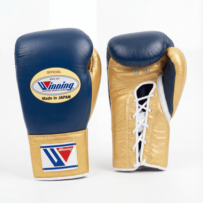 WINNING LACE-UP BOXING GLOVES - NAVY/GOLD
