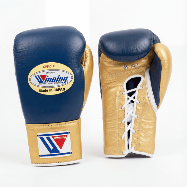 WINNING LACE-UP BOXING GLOVES - NAVY/GOLD – Fight Shop