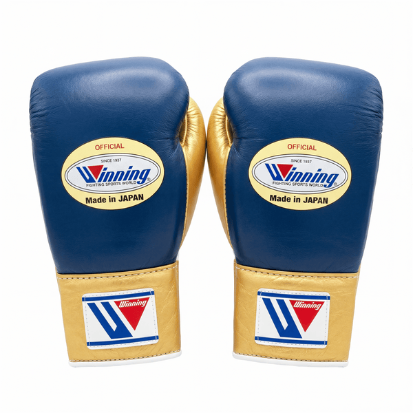 WINNING LACE-UP BOXING GLOVES - NAVY/GOLD