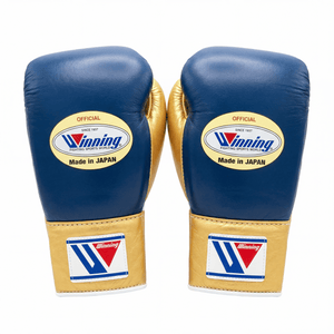 WINNING LACE - UP BOXING GLOVES - NAVY/GOLD - Fight Shop