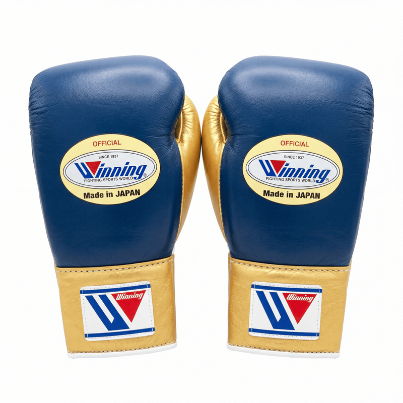 WINNING LACE-UP BOXING GLOVES - NAVY/GOLD