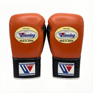 WINNING LACE - UP BOXING GLOVES - ORANGE / BLACK - Fight Shop