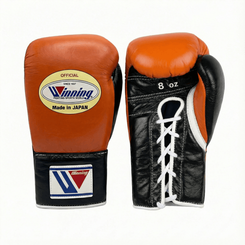 WINNING LACE - UP BOXING GLOVES - ORANGE / BLACK - Fight Shop