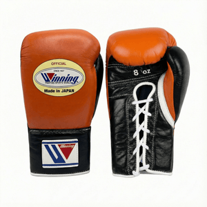 WINNING LACE - UP BOXING GLOVES - ORANGE / BLACK - Fight Shop