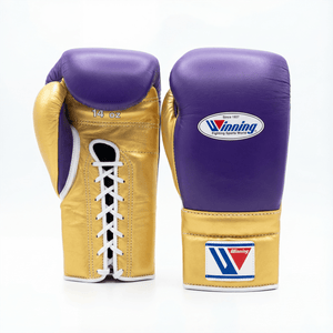WINNING LACE - UP BOXING GLOVES - PURPLE/GOLD - Fight Shop