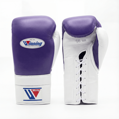 WINNING LACE-UP BOXING GLOVES - PURPLE/WHITE