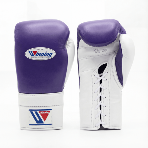 WINNING LACE - UP BOXING GLOVES - PURPLE/WHITE - Fight Shop