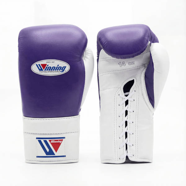 WINNING LACE-UP BOXING GLOVES - PURPLE/WHITE