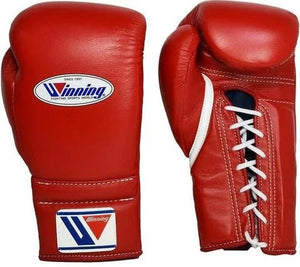 WINNING LACE - UP BOXING GLOVES - RED - Fight Shop