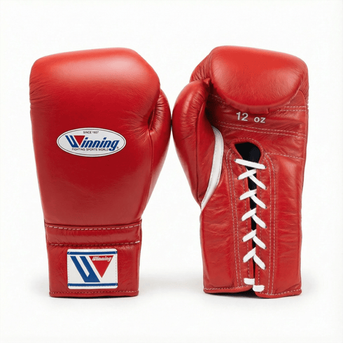 WINNING LACE - UP BOXING GLOVES - RED - Fight Shop
