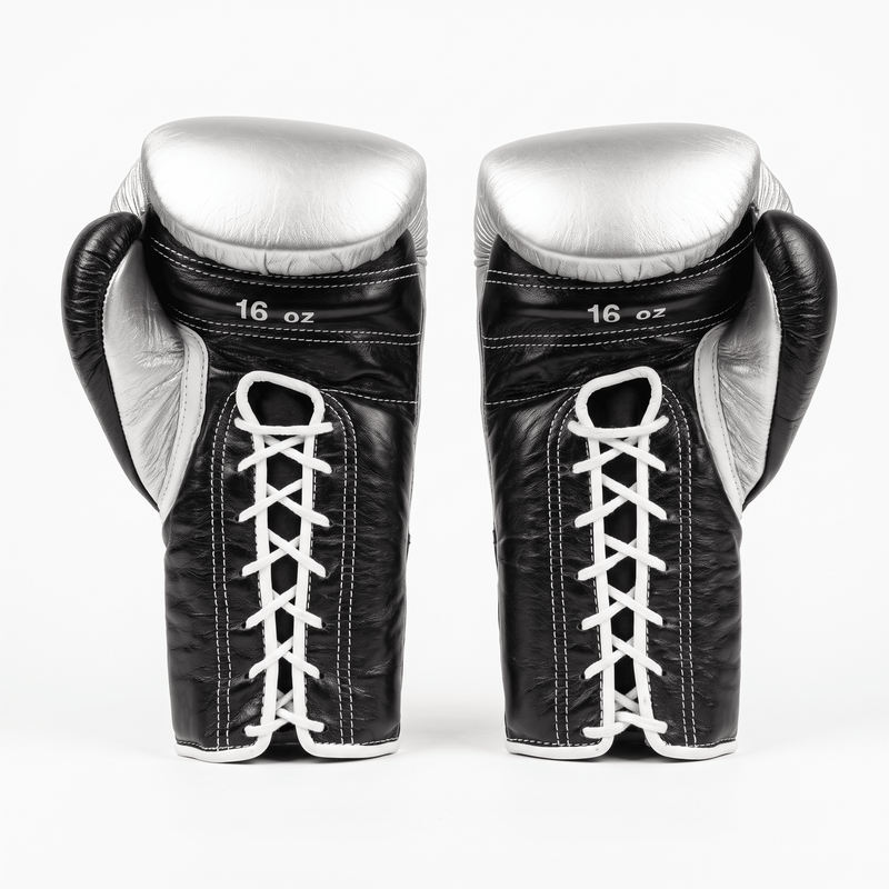 Winning Lace-Up Boxing Gloves - Silver / Black